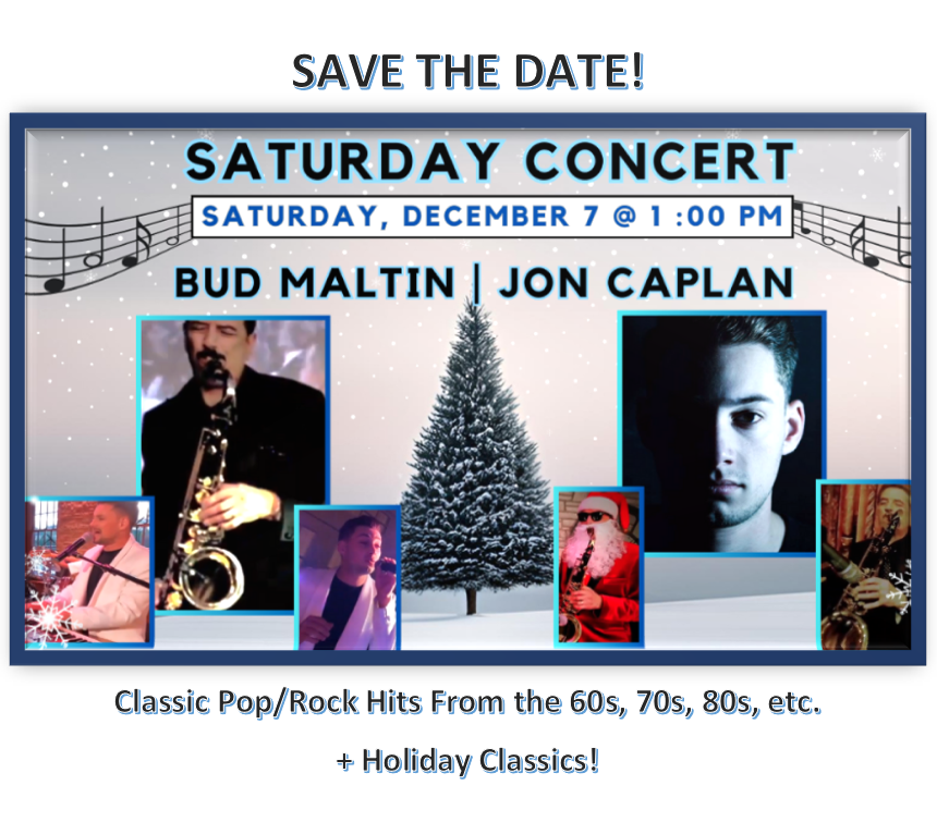 Our final concert of 2024 is a very special performance featuring Jon Caplan (vocals/keyboards) &amp; Bud Maltin (sax/flute/vocals)  Favorite songs to listen, sing along and dance to.  Incredible vocals and musicianship. Not to be missed.
Register here: bccls.libcal.com/event/13176916