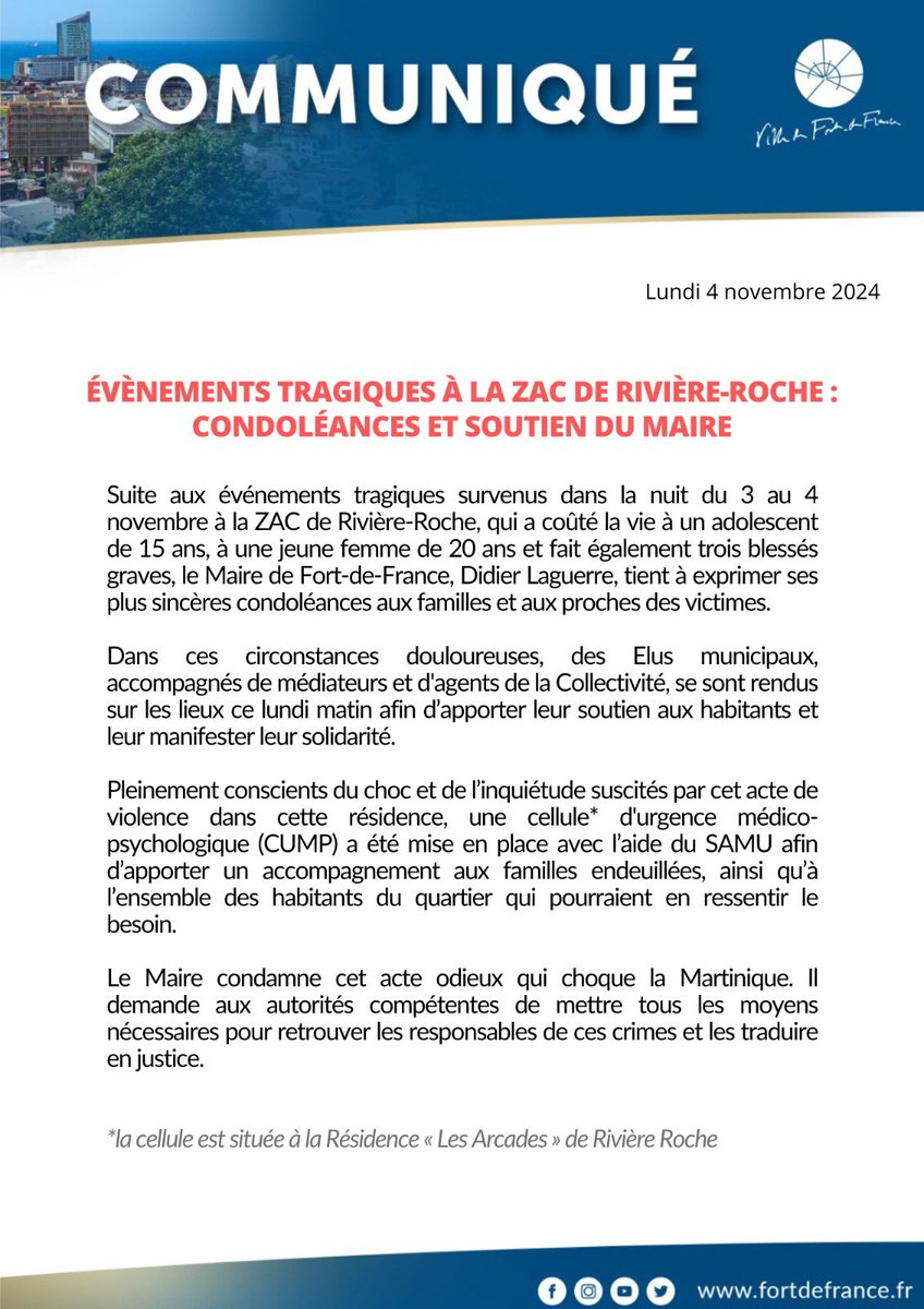 #Condoléances #Soutien #RiviereRoche #FortdeFrance