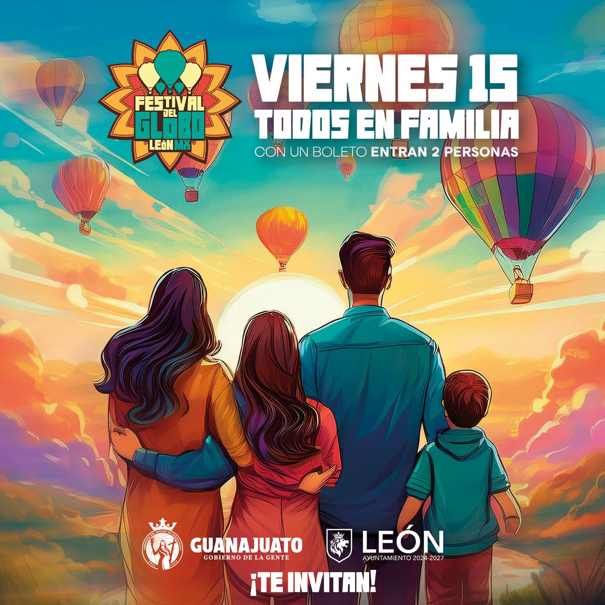 🚨Recuerda que el Viernes 15:
Con boleto Matutino, Vespertino y Daypass entran dos personas 🤩👩🏻‍🤝‍👨🏽 

🗣️El próximo 15 de noviembre disfrutemos "Todos en Familia" en el  Festival del Globo 💫

¡Aprovecha esta gran promoción!

🎟️👉🏻 Boletos a la venta en @eTicketMX  y <a href="/TIENDASOXXO/">OXXO</a>