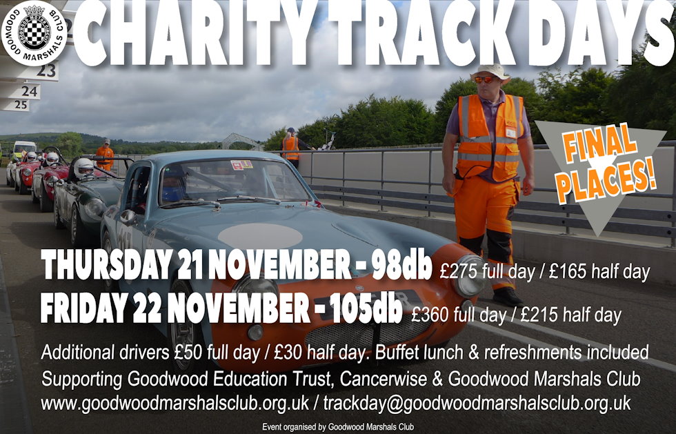 Booking close for our 2025 charity track days on Saturday 7 November - only 5 days away! Join us to raise funds for <a href="/CancerwiseUK/">CancerWise</a> and Goodwood Education Trust #uktrackdays
