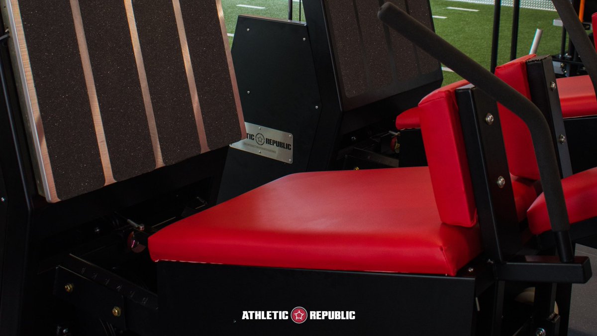 AthRepublic's tweet photo. Athletic Republic’s proprietary Plyo Press Machine is designed to safely and effectively build lower body strength and explosive power. With its unique footplate angle, back support design and variable resistance, it supports proper mechanics and safe loading while optimizing force production through the balls of your feet. A safer, smarter way to train for power. 🔥

 #AthleticRepublic #ExplosiveStrength #PlyoPressMachine