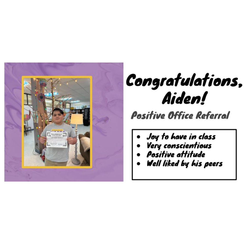 benton_middle's tweet photo. November Positive Office Referrals! These Tigers have demonstrated PBIS Exemplary Behaviors! Thank you for being a positive role model at BMS! 💜🐯💛 #Tigerproud https://t.co/o5sCvu2A6H