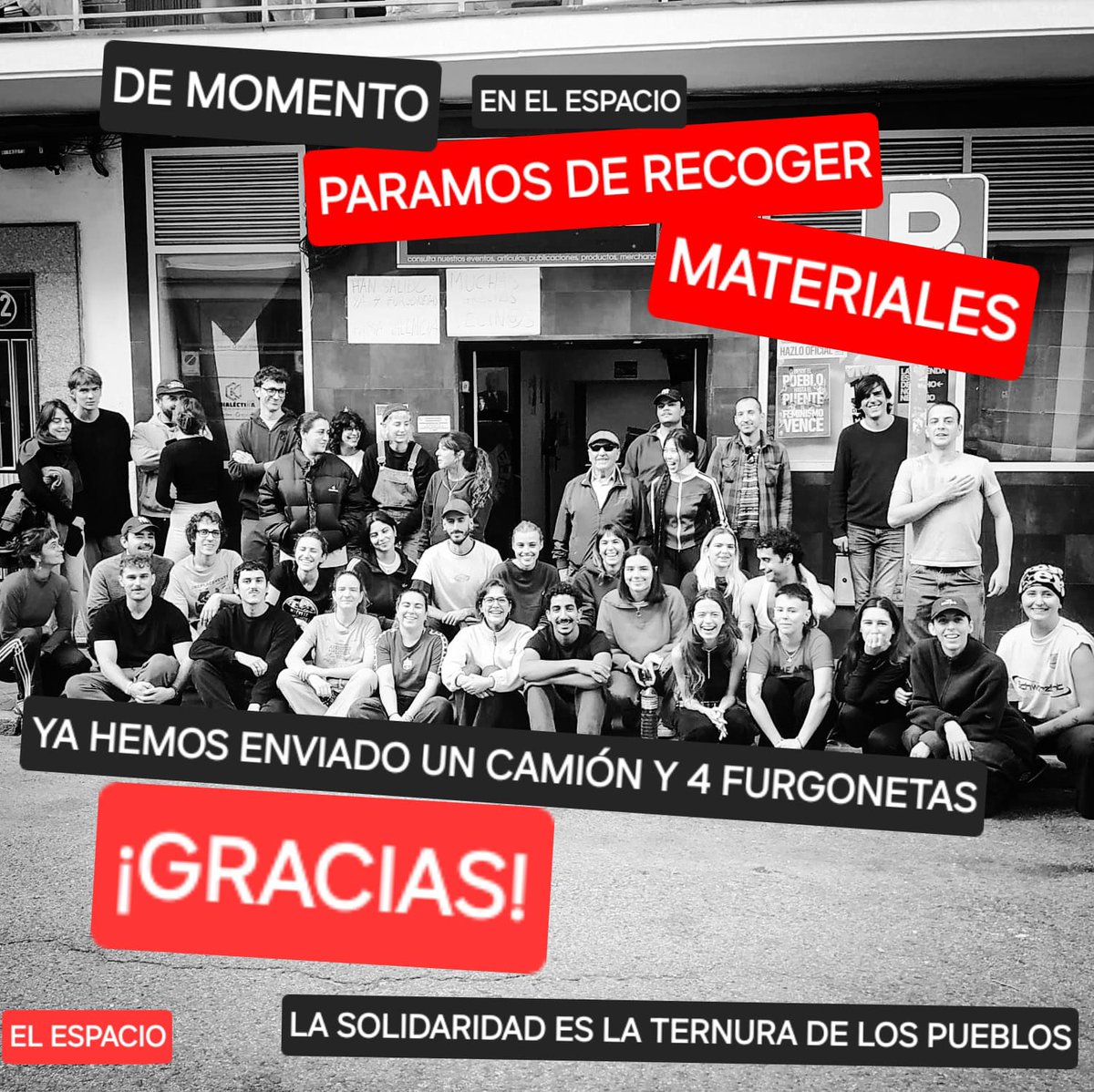 El Espacio (@elespaciovk) on Twitter photo En <a href="/ElEspacioVK/">El Espacio</a> finalizamos, hoy lunes 4 de nov., la recogida de material para las personas afectadas por la DANA.
Muy agradecidos/as a todos/as los/as voluntarios/as, vecinos/as, entidades y colectivos que han participado.
Orgullo de barrio 👏 En <a href="/ElEspacioVK/">El Espacio</a> finalizamos, hoy lunes 4 de nov., la recogida de material para las personas afectadas por la DANA.
Muy agradecidos/as a todos/as los/as voluntarios/as, vecinos/as, entidades y colectivos que han participado.
Orgullo de barrio 👏