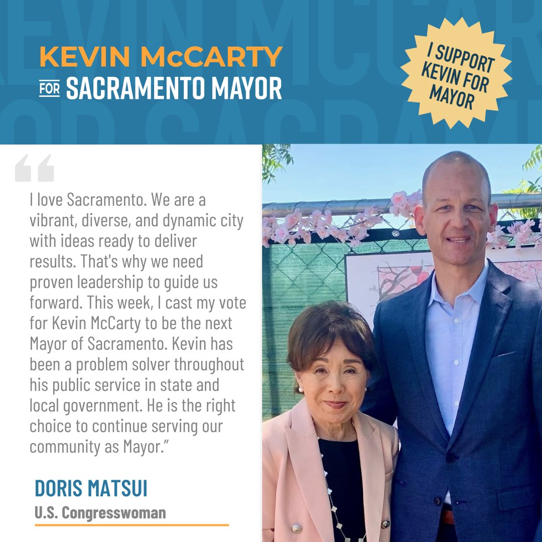 I'm honored to have the support of <a href="/Matsui4Congress/">Matsui for Congress</a>. 
#SacMayor