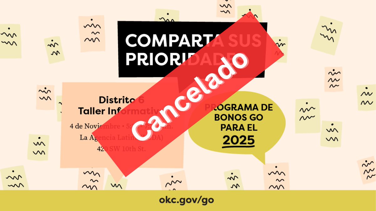 El taller sobre bonos GO de esta noche en la Agencia Latina ha sido cancelado debido a las condiciones meteorológicas.

El taller ofrecido en español será reprogramado. Se realizará un anuncio una vez que se haya fijado la nueva fecha.