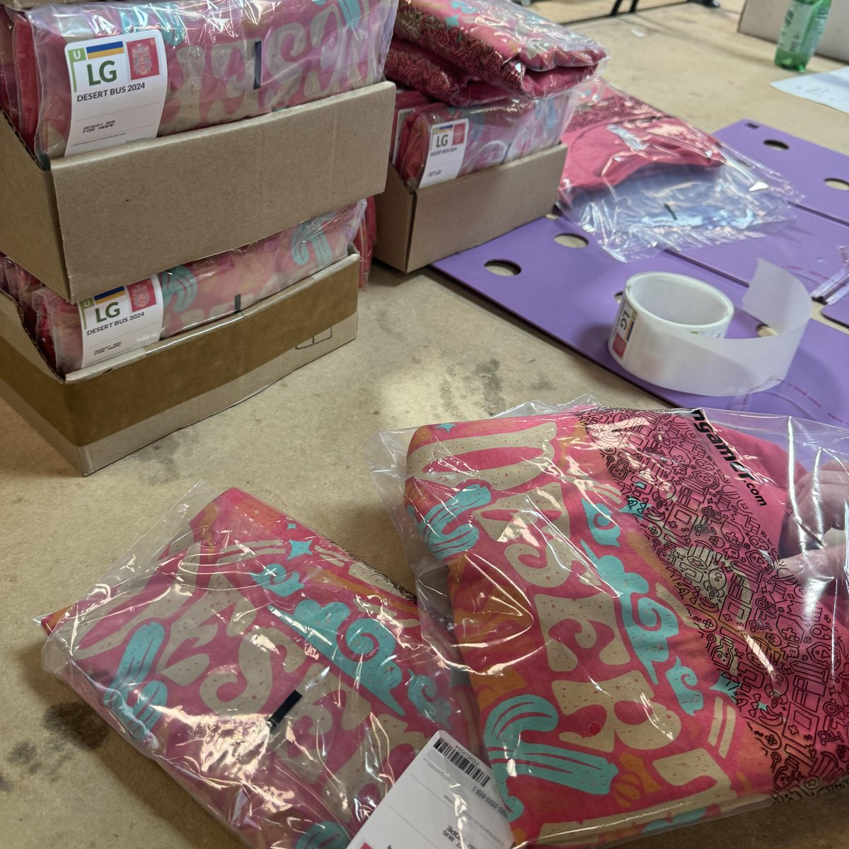 DesertBus's tweet image. The folks at @CPCharity visited the @Fangamer warehouse last month and snapped us a couple of pics of this year's shirt. Orders go live on November 7th.