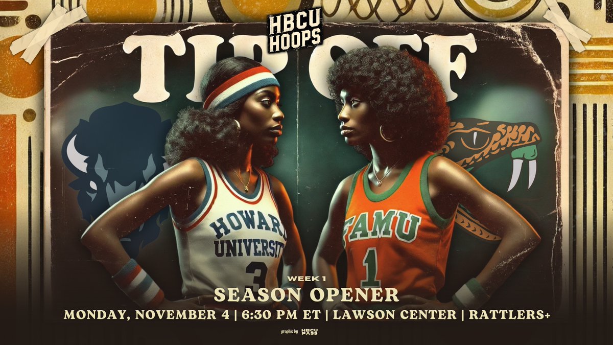 HbcuPass's tweet photo. 🏀 IT'S GAME DAY! 🏀
Join us for the HBCU Pass official #GamedayThread featuring @HowardWBB and @FAMU_WBB as we tip off the season opener!
Howard 🆚 FAMU
📍Location: Tallahassee, FL / Al Lawson Center
📺 Rattlers+
⏰ 6:30 PM ET
#GamedayPass:🕒 Live score updates, 📊 real-time stats, 🎨 exclusive graphics, and news — all in one place!
#HBCUHoops #GameDay #HBCUPass #GameOfTheDay