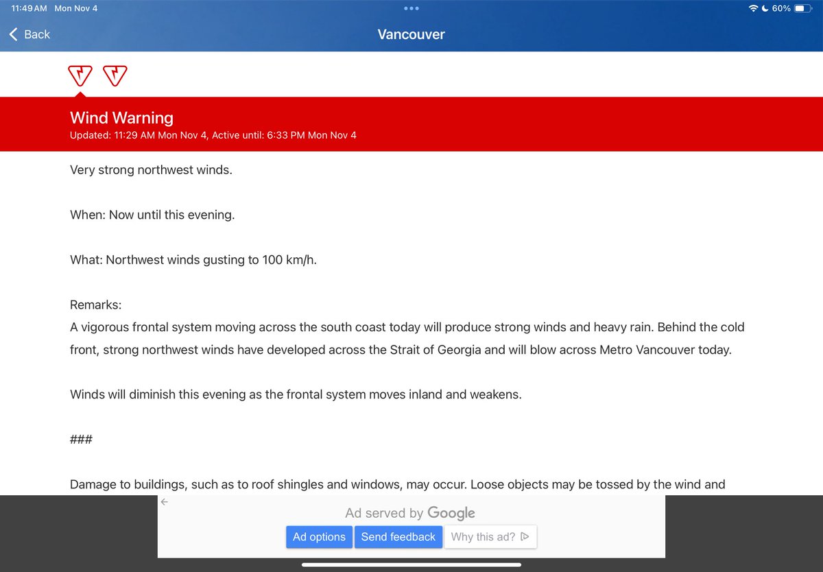 ElijahBman's tweet image. A #WindWarning by Environment Canada has been issued. NW winds will blast metro Vancouver with  another round of windstorm this afternoon to eve. With gusts up to 100km near the waters of western metroVancouver. #bcstorm #wind #bcwx #wawx