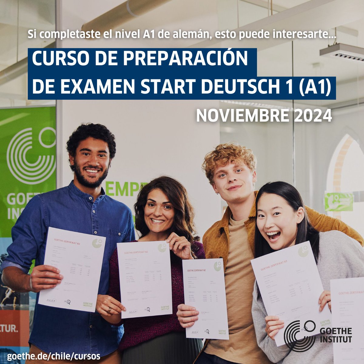 ¿Completaste los subniveles A1? Entonces es momento de acreditar tus conocimientos. Si quieres aprender técnicas específicas para realizar el examen Start Deutsch 1, este curso es para tí. Más información aquí: goethe.de/ins/cl/es/spr/…