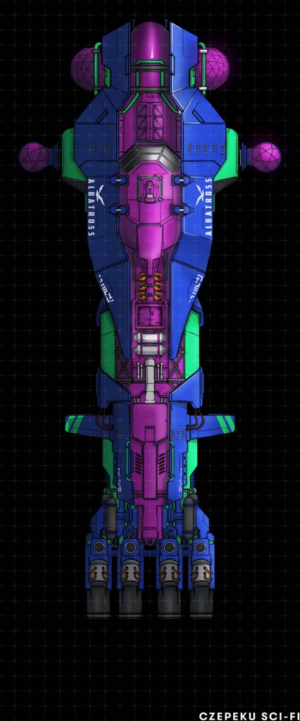 The Albatross is built to sustain an entire community travelling across the galaxy. Travelling on autopilot with the full crew in cryo-sleep, they'll be awoken in around 10,000 years time.