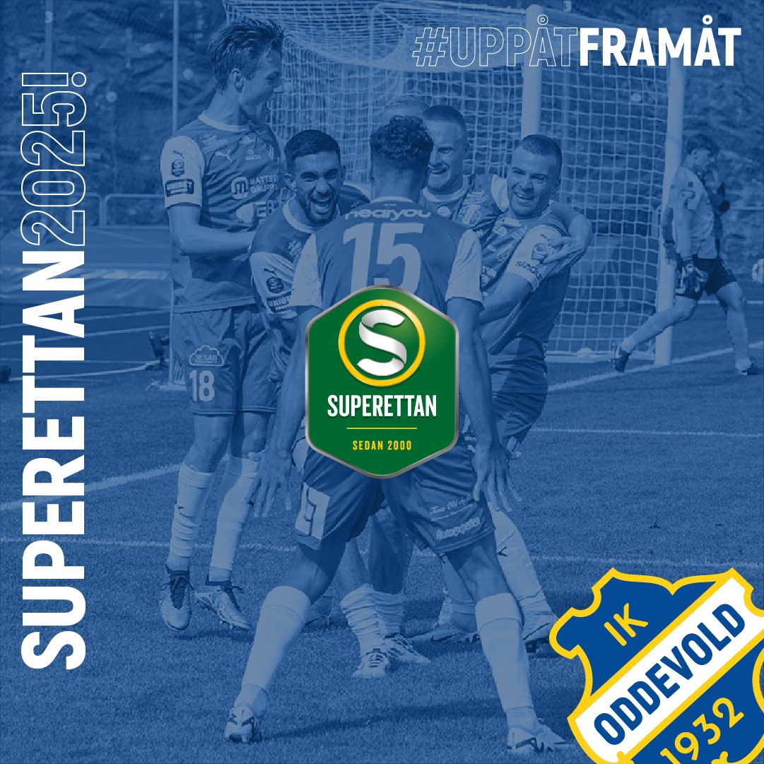 SUPERETTAN 2025!
Vi gick in i året med målet att hänga kvar och etablera oss i Svensk Elitfotboll och målet är nu uppfyllt. Vi har säkrat kontraktet med en match kvar och kan nu jobba vidare på vår väg #uppåtframåt #oddevold #superettan