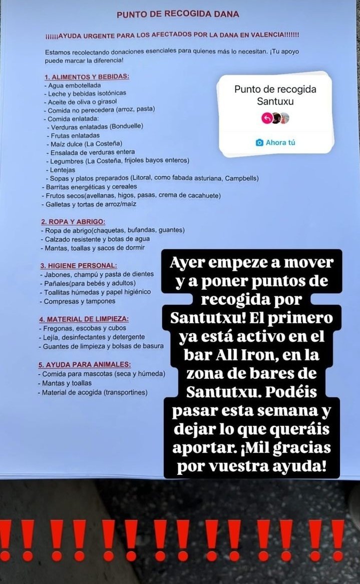MemesBasarrate's tweet photo. Punto de recogida en Santutxu. Bar All Iron, zona de bares de Santutxu.
Valencia nos necesita. https://t.co/HDuM536f4z