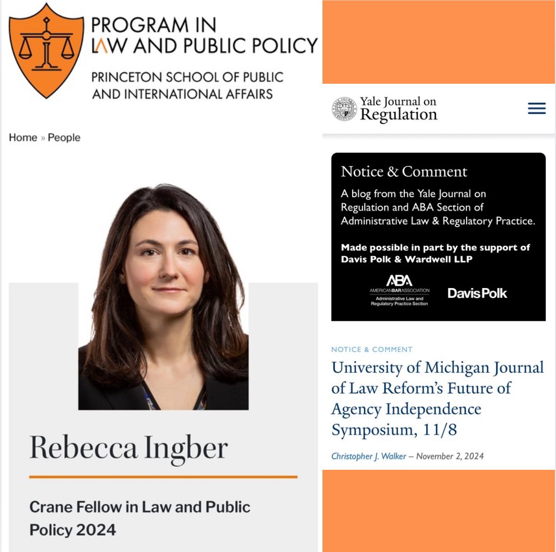 Princeton P*LAW (@princetonp_law) on Twitter photo P*LAW Crane Fellow Professor Rebecca Ingber (<a href="/becingber/">Rebecca Ingber</a>) will be talking about the future of agency independence at a UMichigan symposium:
yalejreg.com/nc/university-…
#PLAW #lawatprinceton P*LAW Crane Fellow Professor Rebecca Ingber (<a href="/becingber/">Rebecca Ingber</a>) will be talking about the future of agency independence at a UMichigan symposium:
yalejreg.com/nc/university-…
#PLAW #lawatprinceton
