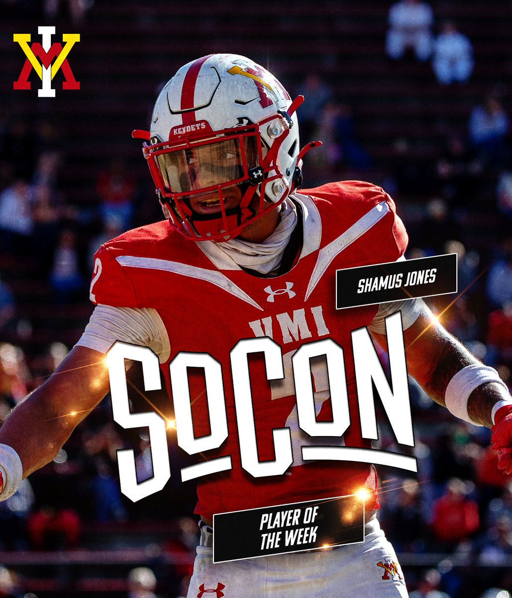 VMI Football (@vmi_football) on Twitter photo Your <a href="/SoConSports/">The Southern Conference</a> Defensive Player of the Week <a href="/shamus_jones/">Shamus Jones</a> !!
#RahVaMil #ALLIN Your <a href="/SoConSports/">The Southern Conference</a> Defensive Player of the Week <a href="/shamus_jones/">Shamus Jones</a> !!
#RahVaMil #ALLIN
