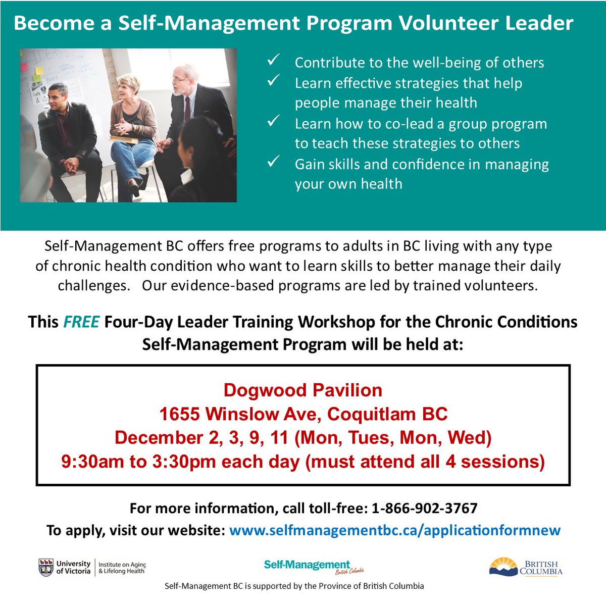 Visit our website for more information about becoming a Volunteer with Self-Management BC: selfmanagementbc.ca/becomeaprogram…