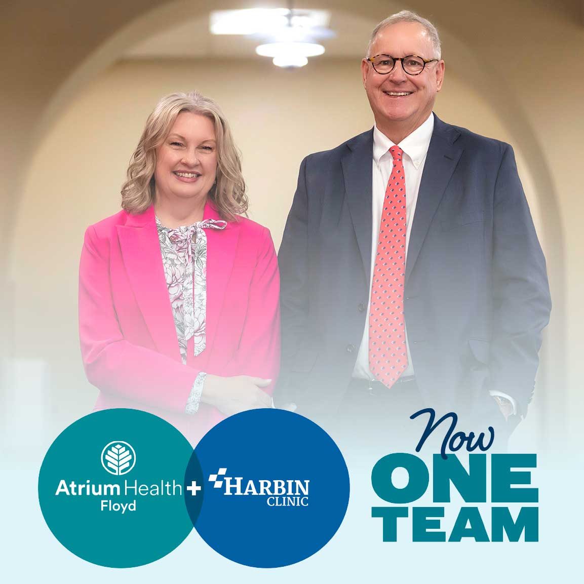For nearly two decades, Dr. Paul Brock, a general surgeon at Harbin Clinic, and Aimee Griffin, vice president for professional services at Atrium Health Floyd, have worked with The Breast Center. Now, they are part of the same team. bit.ly/nowoneteam.