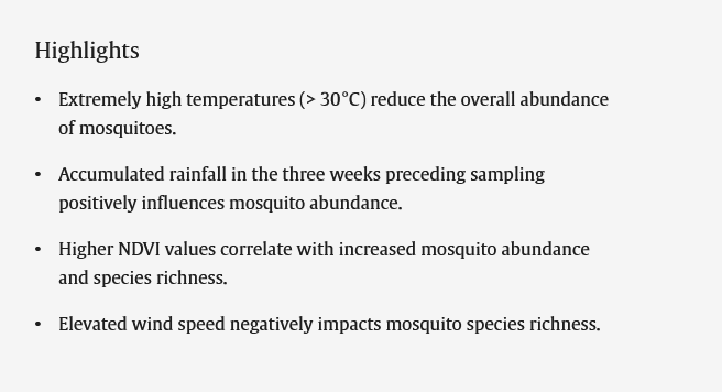 Daniel Bravo (@danielbrav3) on Twitter photo 📢Our new research in <a href="/ECOLINFORM/">Ecological Informatics</a>: Landscape and climate shape mosquito 🦟 abundance in SW Spain
🌡️🌿🌧️🌬️Findings show rainfall, NDVI, and temperature as key factors, impacting disease transmission risks.
💻Machine learning models improve vector control. #VectorEcology 📢Our new research in <a href="/ECOLINFORM/">Ecological Informatics</a>: Landscape and climate shape mosquito 🦟 abundance in SW Spain
🌡️🌿🌧️🌬️Findings show rainfall, NDVI, and temperature as key factors, impacting disease transmission risks.
💻Machine learning models improve vector control. #VectorEcology