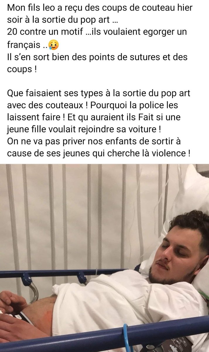 lucilleclair's tweet photo. @TPMP 🔴Castres : un homme poignardé à la sortie d’une discothèque, sa mère dénonce une agression « gratuite »

⚡Alors qu’il regagnait son véhicule, Léo aurait été pris à partie par un groupe d’individus, vendredi 1er novembre aux alentours de 5 heures du matin.

￼ https://t.co/9INnjeEUji