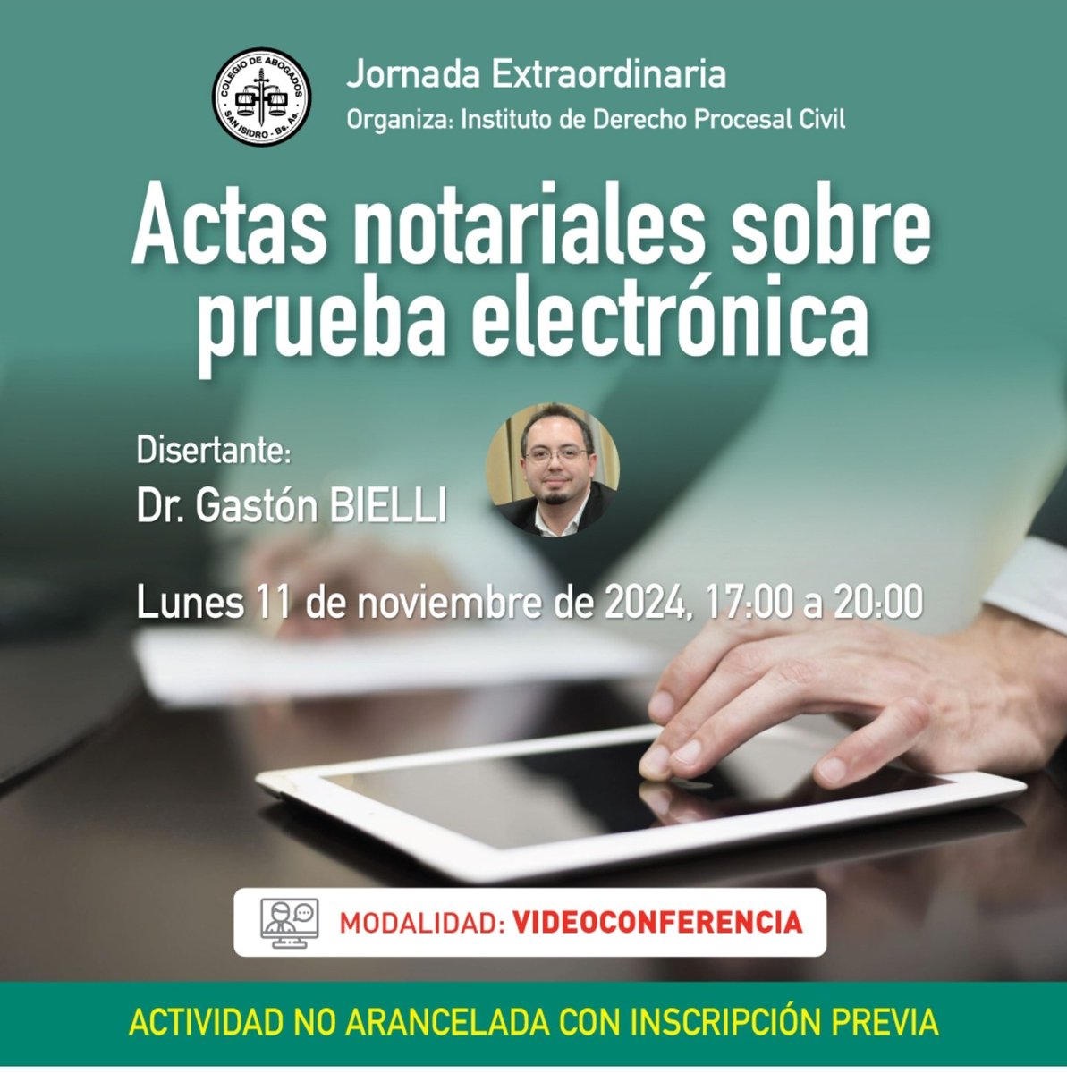 Actas notariales sobre prueba electrónica.

El próximo lunes 11 de noviembre realizaremos una jornada sobre "Actas notariales sobre prueba electrónica" en el Colegio de Abogados de San Isidro (CASI) organizada por el Instituto de Derecho Procesal Civil.

Sigue 👇