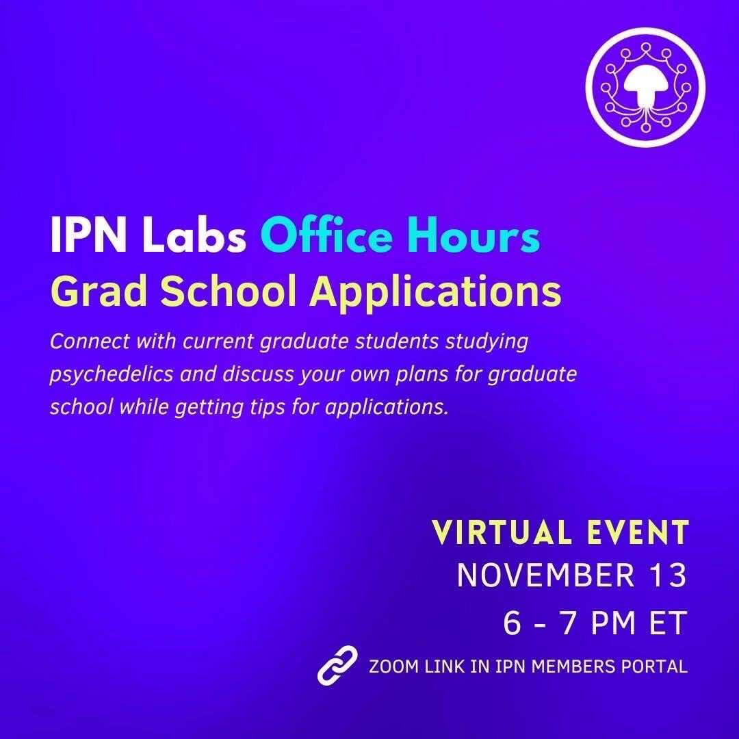 ipnpsychedelics's tweet image. 📇Join us for our dedicated office hours to connect with current graduate students and discuss your graduate school applications!
🔗Zoom link in IPN Members Portal. We hope to see you there!