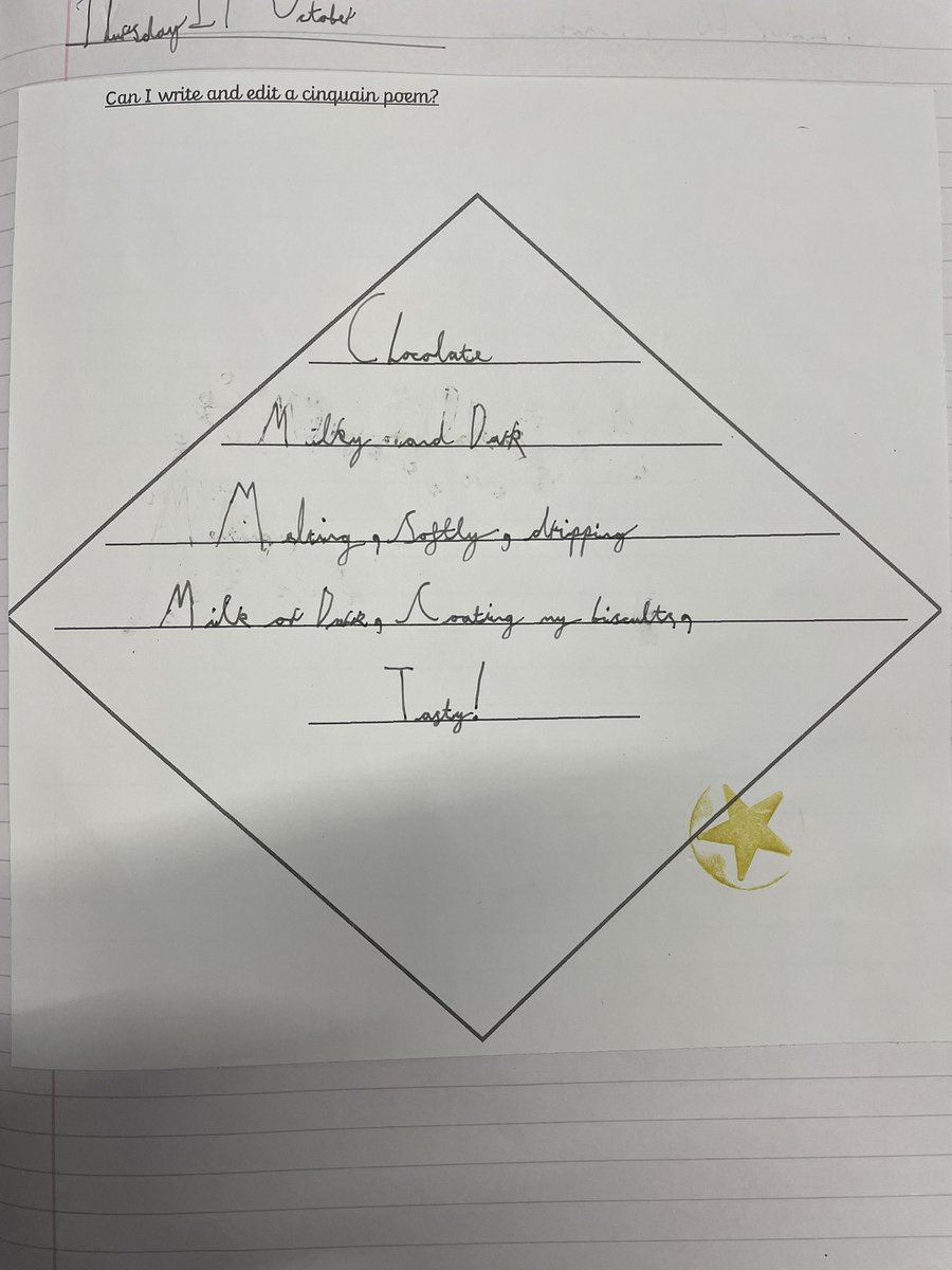 Have a look at our Cinquain poems we created last term all about chocolate🍫They were inspired by Adelaide Crapsey’s November Night📝