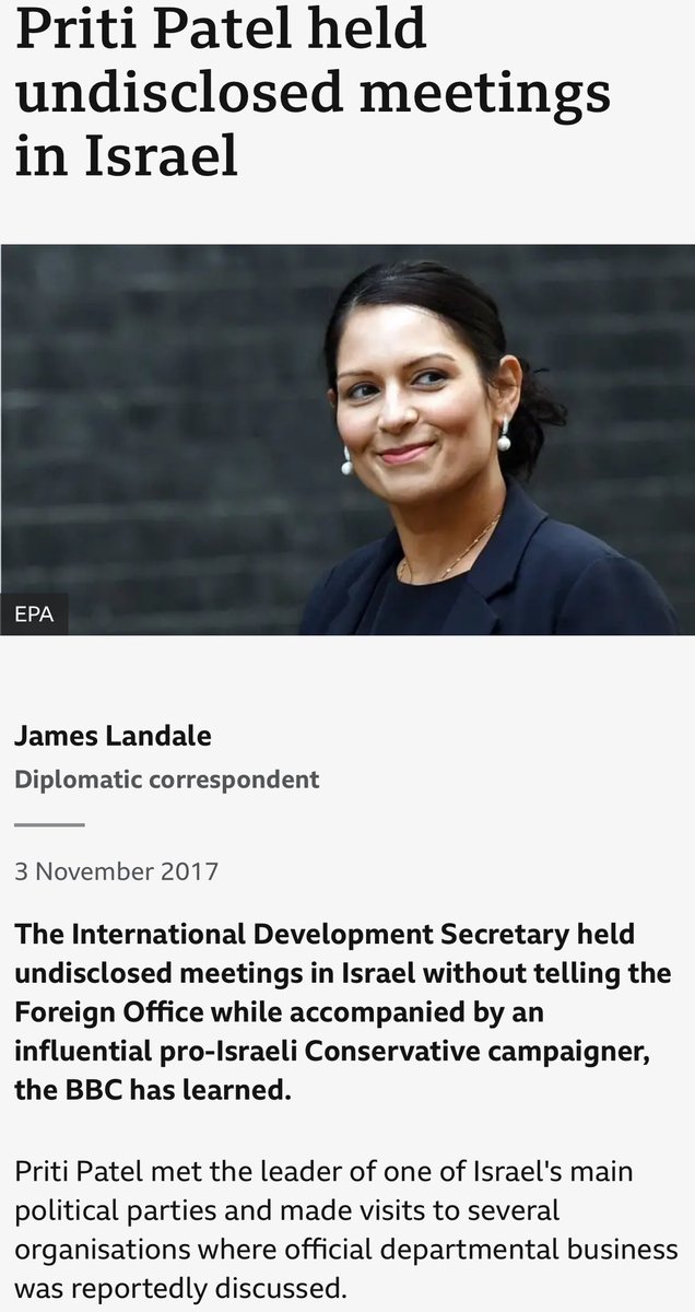 Kemi Badenoch makes Priti Patel, who was previously sacked from government for holding secret unauthorised talks with a foreign government... her Shadow Foreign Secretary.