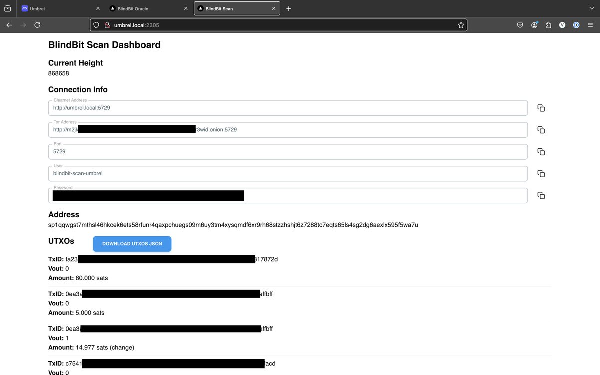 setor_bl's tweet photo. Been tinkering on BlindBit the past few months. Separating scanning and spending for silent payments. Scanner is dockerized and can run on Umbrel. The scan service just tells the app it's utxos. Then spend the coins from a mobile wallet (PoC), without additional scanning/waiting. https://t.co/vrWuHYrRNo