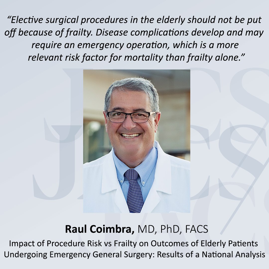 Check out this trending #HotJACS article!

🔥Impact of Procedure Risk vs Frailty on Outcomes of Elderly Patients Undergoing Emergency General Surgery: Results of a National Analysis

journals.lww.com/journalacs/ful…

<a href="/RaulCoimbraMD/">Raul Coimbra, MD, PhD</a>