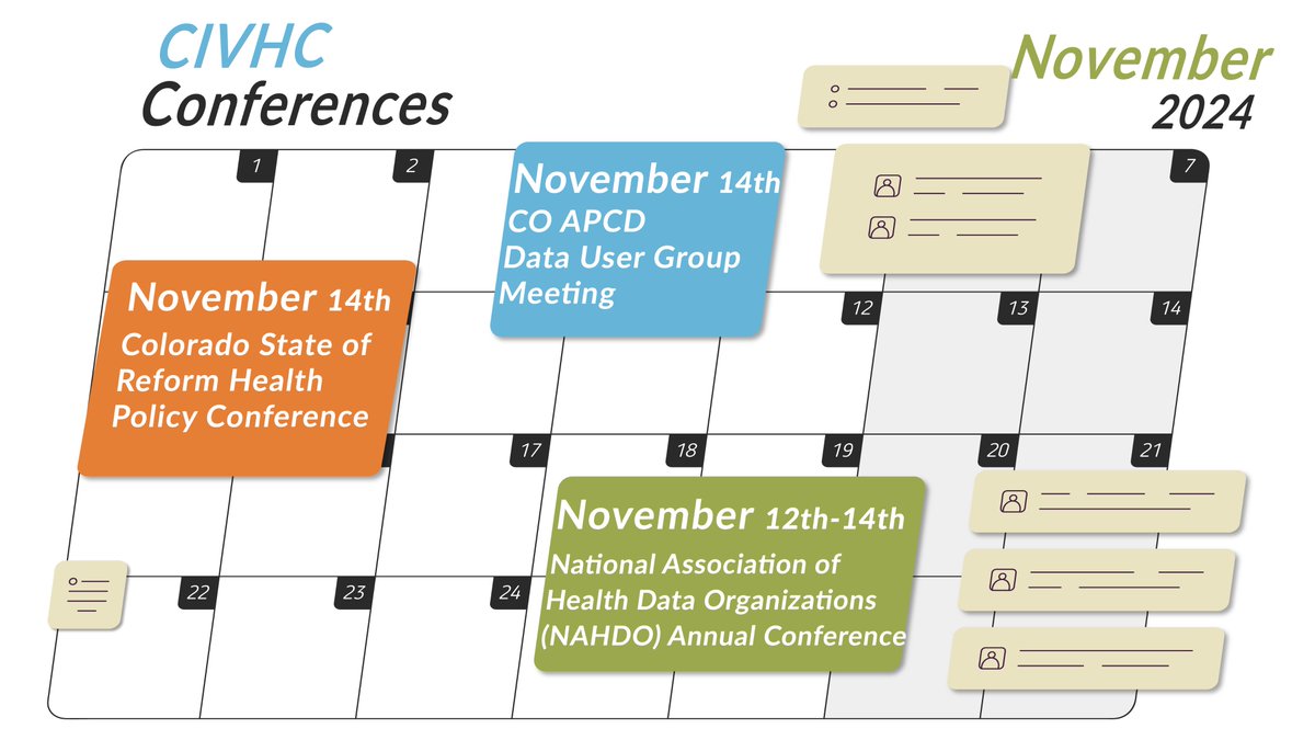 This month we're looking forward to the <a href="/NAHDOnews/">NAHDO</a> Annual Conference, where multiple CIVHC staff will be presenting their work. Here's where else you can find us this month!