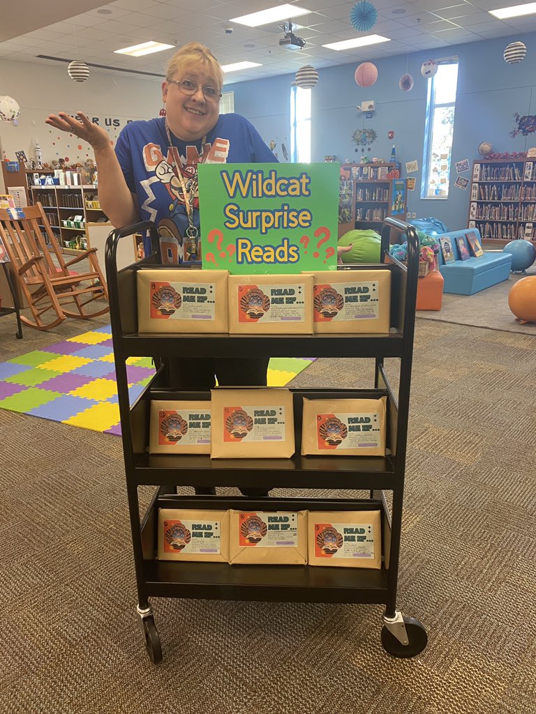 Lovell_Elem's tweet photo. National Honor Society is hosting Wildcat Surprise Reads in the Media Center with Mrs. Gunter. Students will enjoy a fun new read! @LibraryGoddessM @MelissaSarasty #LovellUpGameOn https://t.co/ehl8V76joM