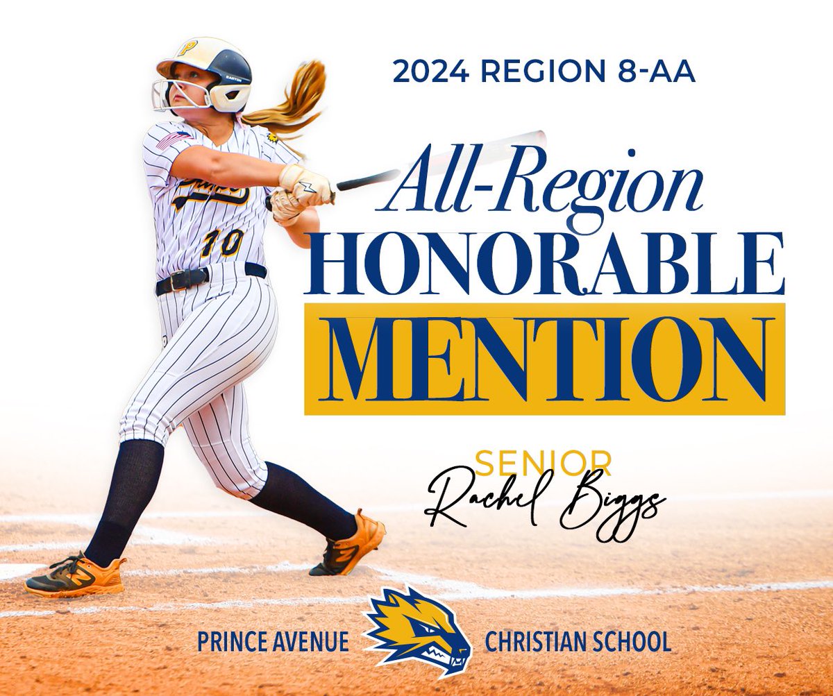 Congratulation to Senior Rachel Biggs on your All-Region Honorable Mention honor!!! 

<a href="/Rachel_Biggs10/">Rachel Biggs</a> has been a 4 year starter for Prince in the outfield helping to propel our program to new heights!

Congratulations Rachel! 🤩