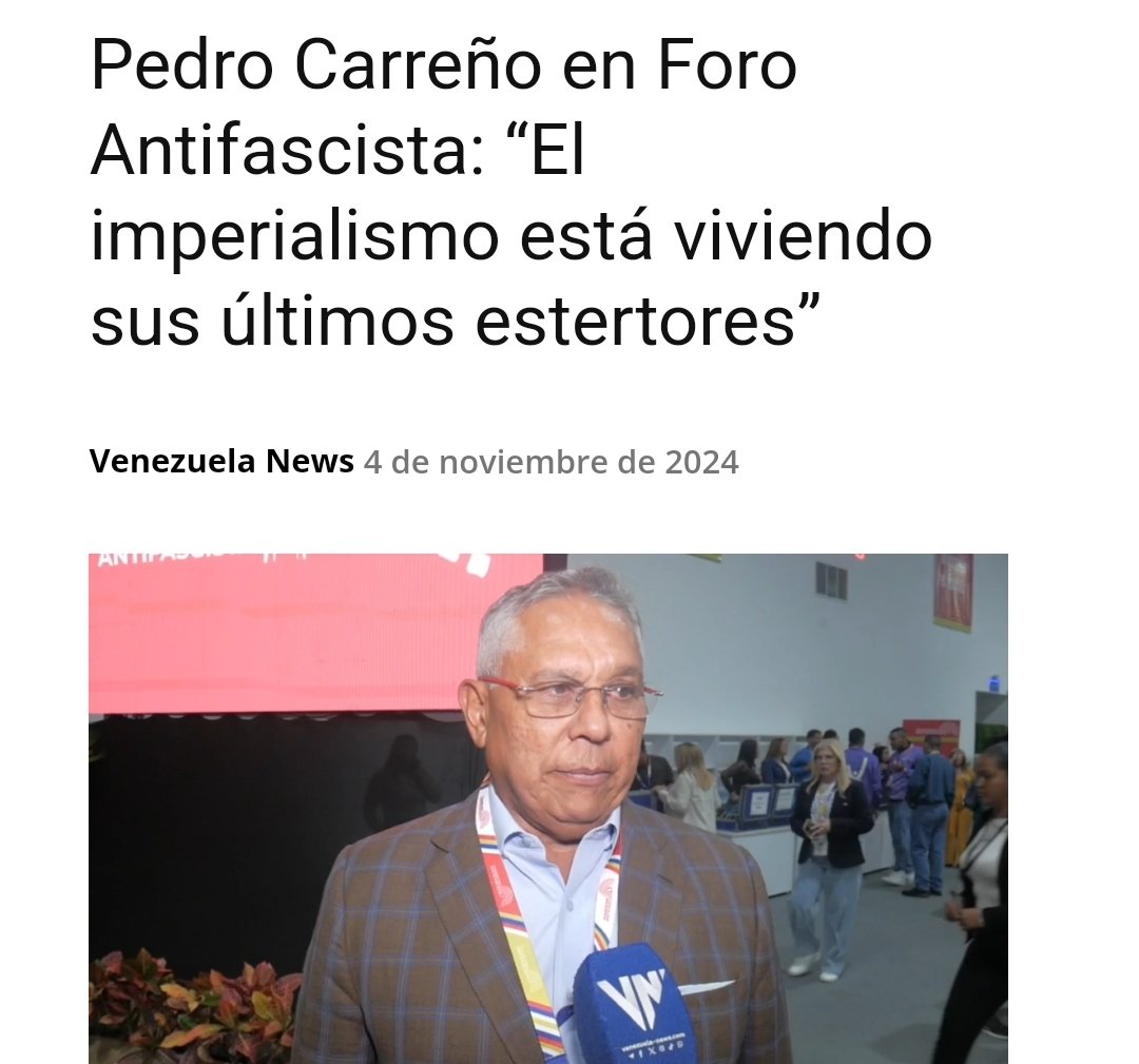 yuandergil_'s tweet photo. El diputado, Pedro Carreño, indicó durante el Foro Mundial Antifascista que “el imperialismo está viviendo sus últimos estertores”, puesto que, en su busca desesperada de preservar su hegemonía, ha migrado a una nueva forma de fascismo que amenaza la estabilidad y la vida. 💬 https://t.co/468YUO0qUG