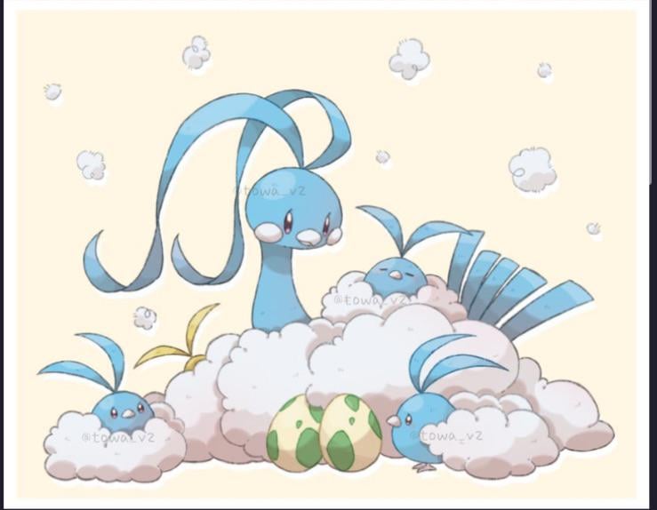 //random thought: I always see love for the cute Pokémon, like Pikachu, Eevee, and the works. But I've never seen anyone talk about the sleeper cutest Pokemon, Swablu lmao