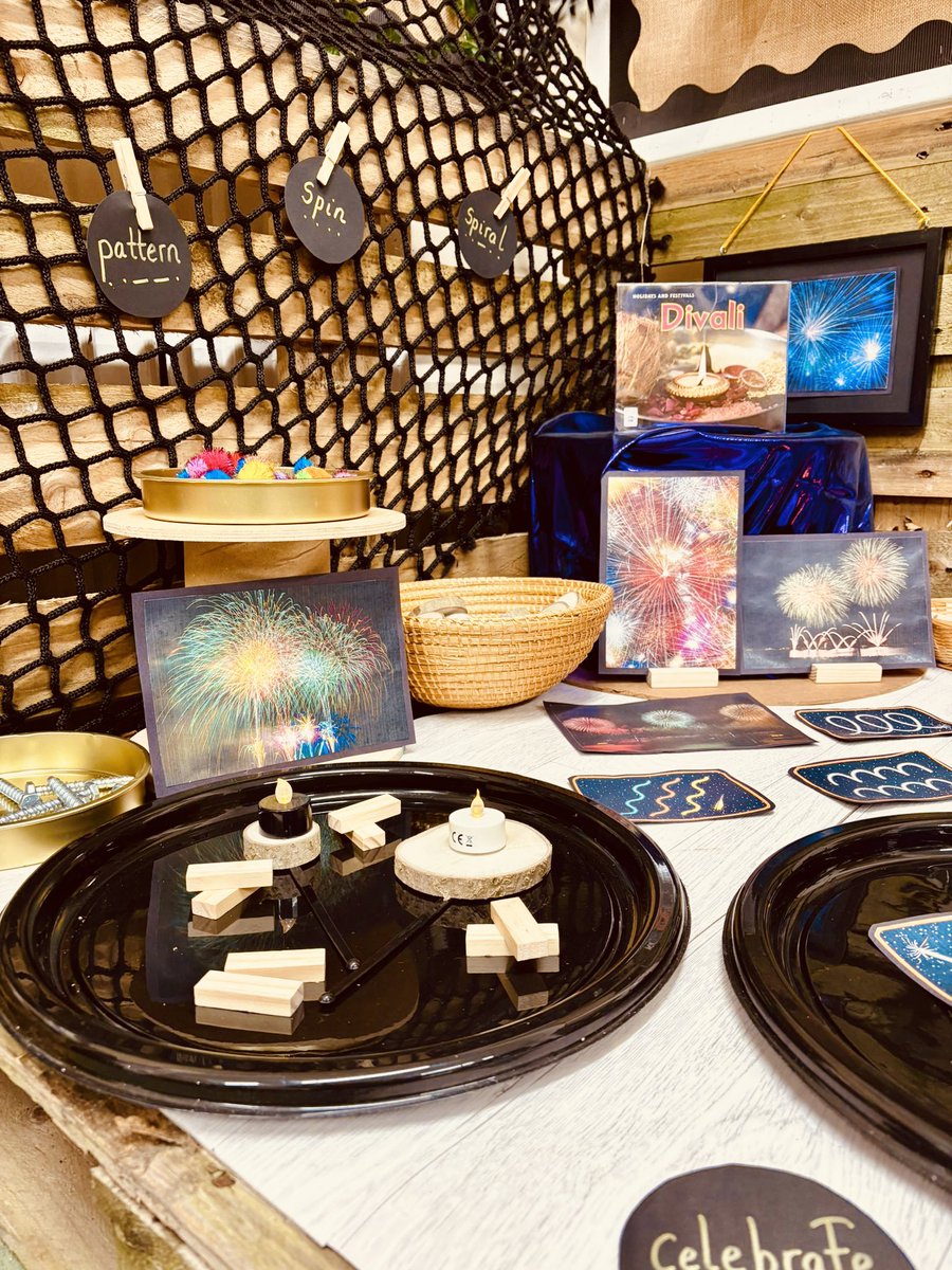 JCEnglishHub's tweet photo. A beautiful space created by team @TownvilleEYFS to celebrate #Diwali2024
#EarlyWriting #RichTexts #Immersion https://t.co/xcIvab99IY
