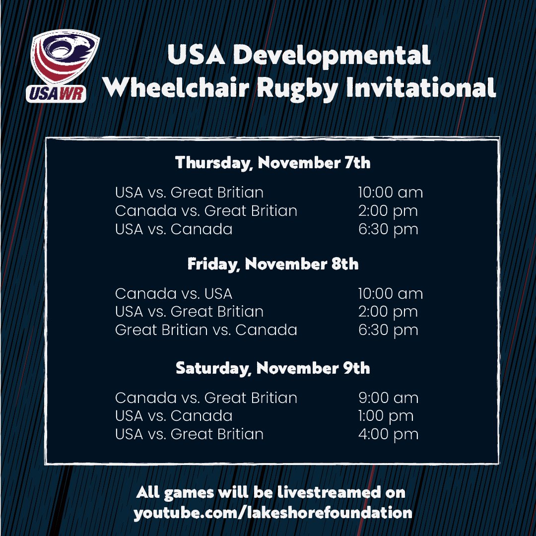 We are excited to host the developmental teams from <a href="/WCRugbyCanada/">Wheelchair Rugby Canada</a> &amp; <a href="/gbwrnews/">Great Britain Wheelchair Rugby</a> this week at <a href="/LakeshoreFound/">Lakeshore Foundation</a> for a training camp and tournament. Come by and cheer on the teams if you are in the area, or catch all the matches on Lakeshore's YouTube channel. youtube.com/lakeshorefound…