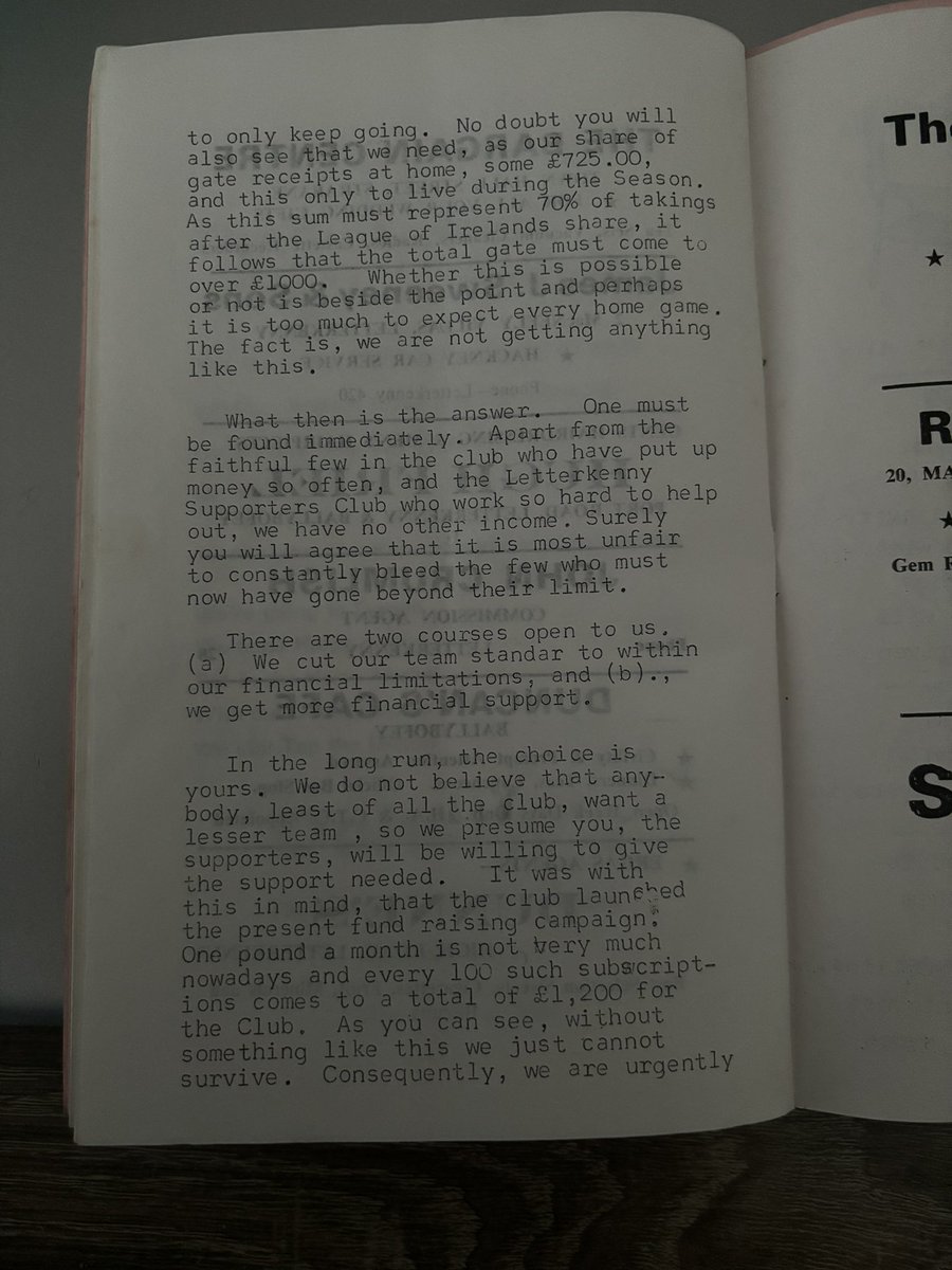 ChrisMcNultyDgl's tweet photo. Extract from a match programme for a @FinnHarpsFC v @ShamrockRovers game in 1973
โIn the long run, the choice is yoursโ
The more things change etc etc . . .
#FHFC https://t.co/8Ior9obNSh