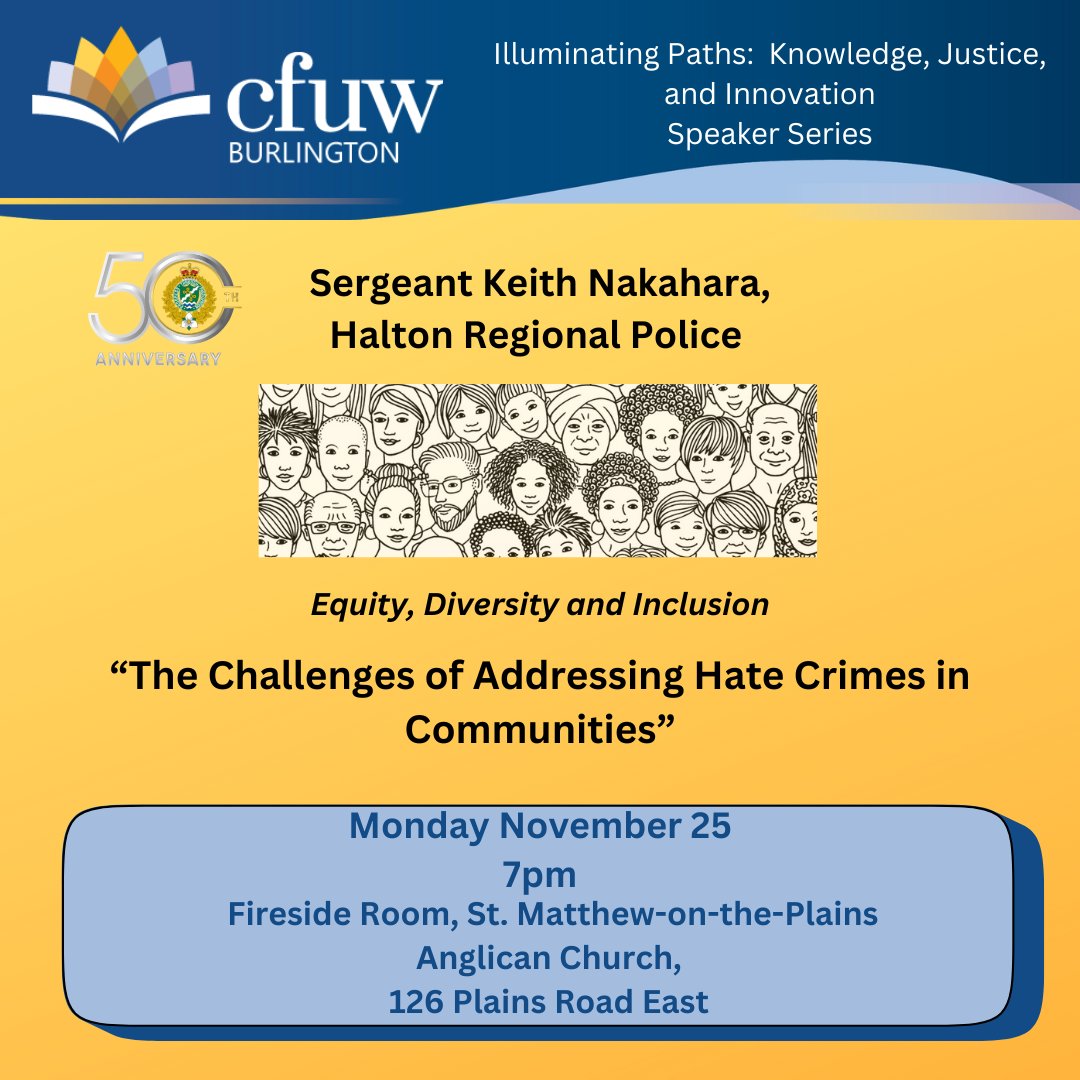 How do we address the growing number of hate crimes in our community? Plan to attend this presentation and discussion of this increasiingly important issue. November 25, St. Mathhew-on-the-Plains.