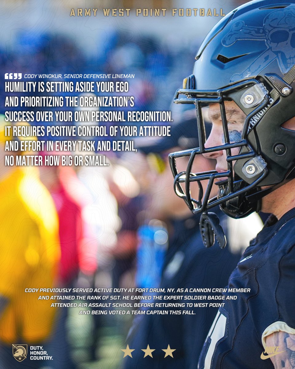 Army Football Recruiting (@armyfb_recruit) on Twitter photo No better example of humility than team captain and senior defensive lineman, Cody Winokur 👏
<a href="/CoachJeffMonken/">Jeff Monken</a> <a href="/ArmyWP_Football/">Army Football</a> #GOARMY #BEATnavy No better example of humility than team captain and senior defensive lineman, Cody Winokur 👏
<a href="/CoachJeffMonken/">Jeff Monken</a> <a href="/ArmyWP_Football/">Army Football</a> #GOARMY #BEATnavy