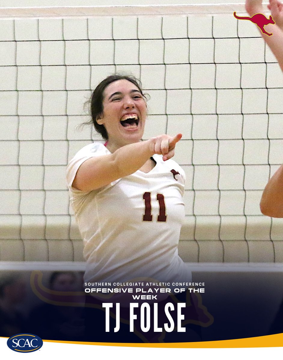TJ Folse of <a href="/ACsports/">Austin College 'Roos Athletics</a> named #SCACVb Offensive Player of the Week!🏐

📰| shorturl.at/13l2Z

#SCACPride | #d3vb | #SCAC | #WhyD3