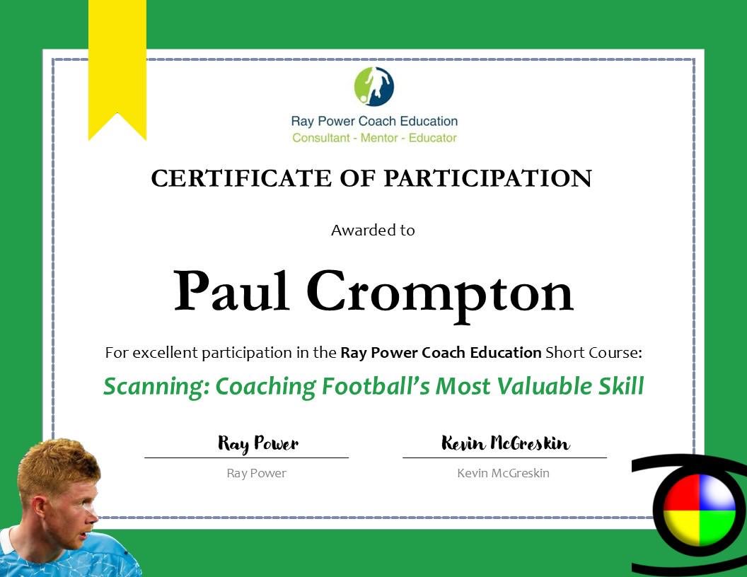 Scanning, football most valuable skill! Great little 4 week course from ⁦<a href="/power_ray/">Ray Power</a>⁩ &amp; ⁦<a href="/KevinMcGreskin/">Kevin McGreskin</a>⁩. Really enjoyable with lots of different takeaway’s and perspectives . Thanks Fellas 👍