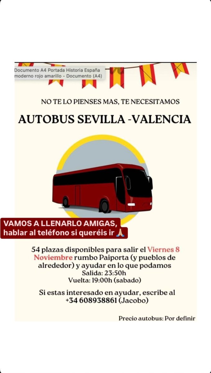 SE BUSCAN VOLUNTARIOS PARA IR DE SEVILLA A VALENCIA ESTE VIERNES 8 A COLABORAR ‼️‼️‼️

si podéis apuntaros contactar con este número: +34 608938861 🙏