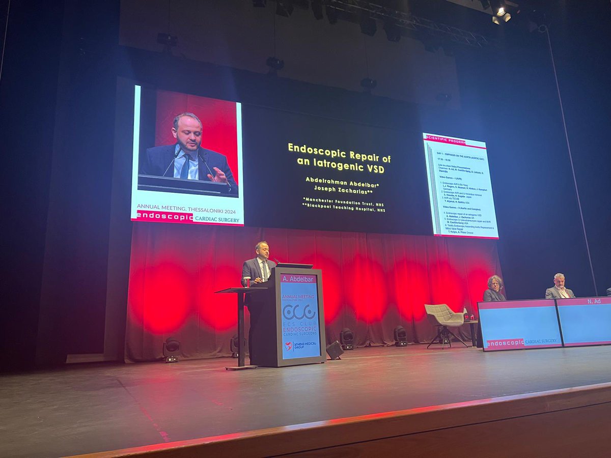 AbdelbarAMM's tweet photo. Was honoured to present at the #ecsclub annual meeting. A fantastic experience and impressive growth of endoscopic cardiac surgery allover the globe!
Thank you Thessaloniki! https://t.co/PEjGAiBsSK