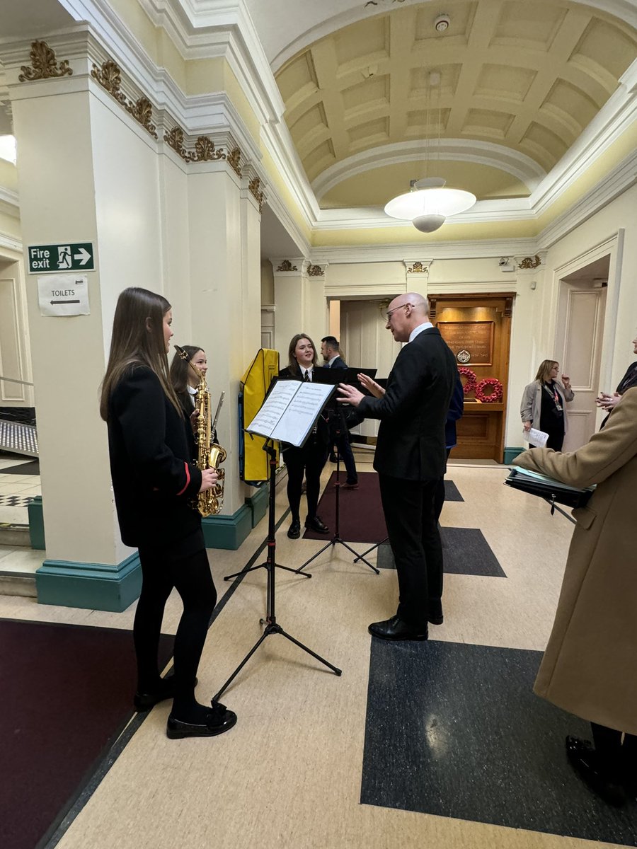 SAMusicService's tweet photo. 🎵🎶 Very proud of our young musicians from Belmont, Kyle, QMA and Prestwick who showcased their skills at @ScotGovEdu Travelling Cabinet in Ayr Town Hall today. They spoke with @JohnSwinney and shared their experiences of music making in school and the local authority 🎵🎶 https://t.co/tvrbxwR52X