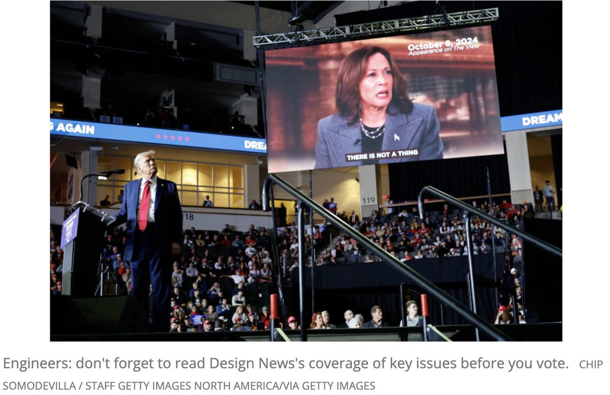 🗳️ Still deciding who to vote for? Check out Design News’s election coverage to see where presidential candidates stand on issues that matter to engineers. utm.io/uhFSe

#Election2024 #Engineering