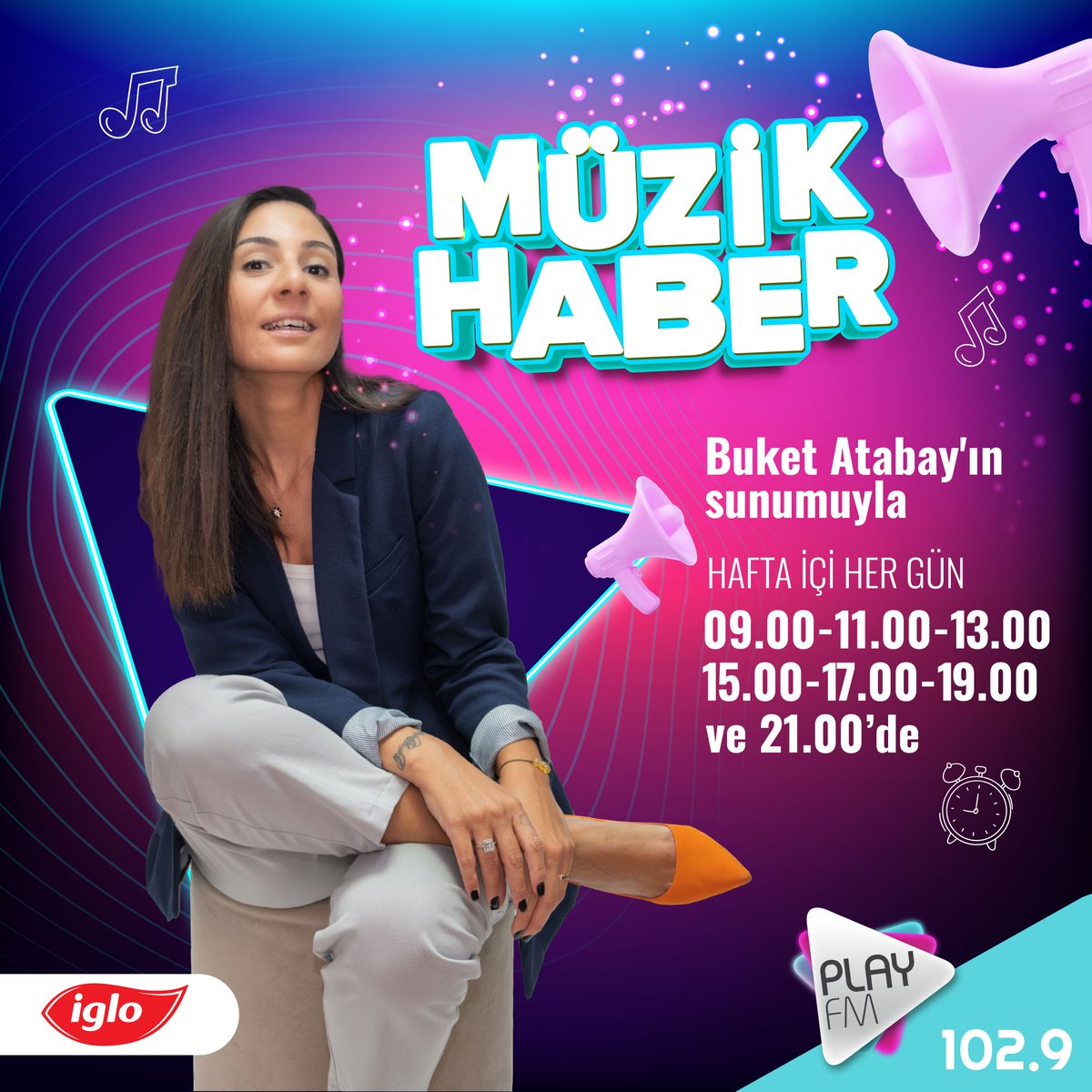 Müzik dünyasından en son gelişmeler, yeni şarkılar, albümler ve projeler hepsi Buket Atabay 'ın sunumuyla Play Fm MÜZİK HABER bültenlerinde ve playfm.com.tr de.