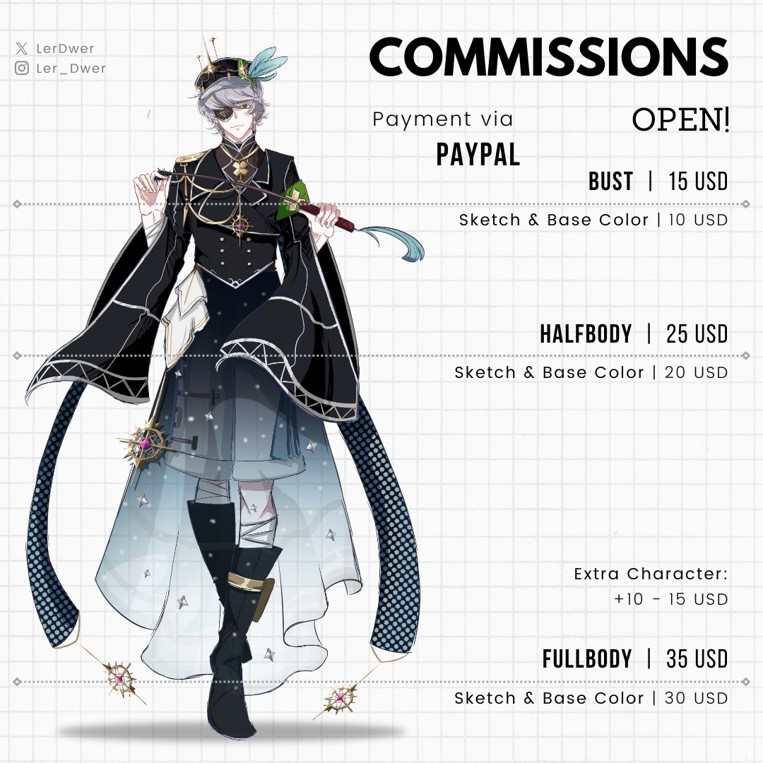 Ler_Dwer's tweet photo. OPEN COMMISSIONS! 

A pleasure. If you have any questions, feel free to send me a DM or email. Don’t hesitate to ask; I’ll be happy to assist you. ✨

#commission #comissions #opencommissions #commissionsopen #artcommission #artistsoninstagram #artist #digitalart https://t.co/tT8RUBZOUr