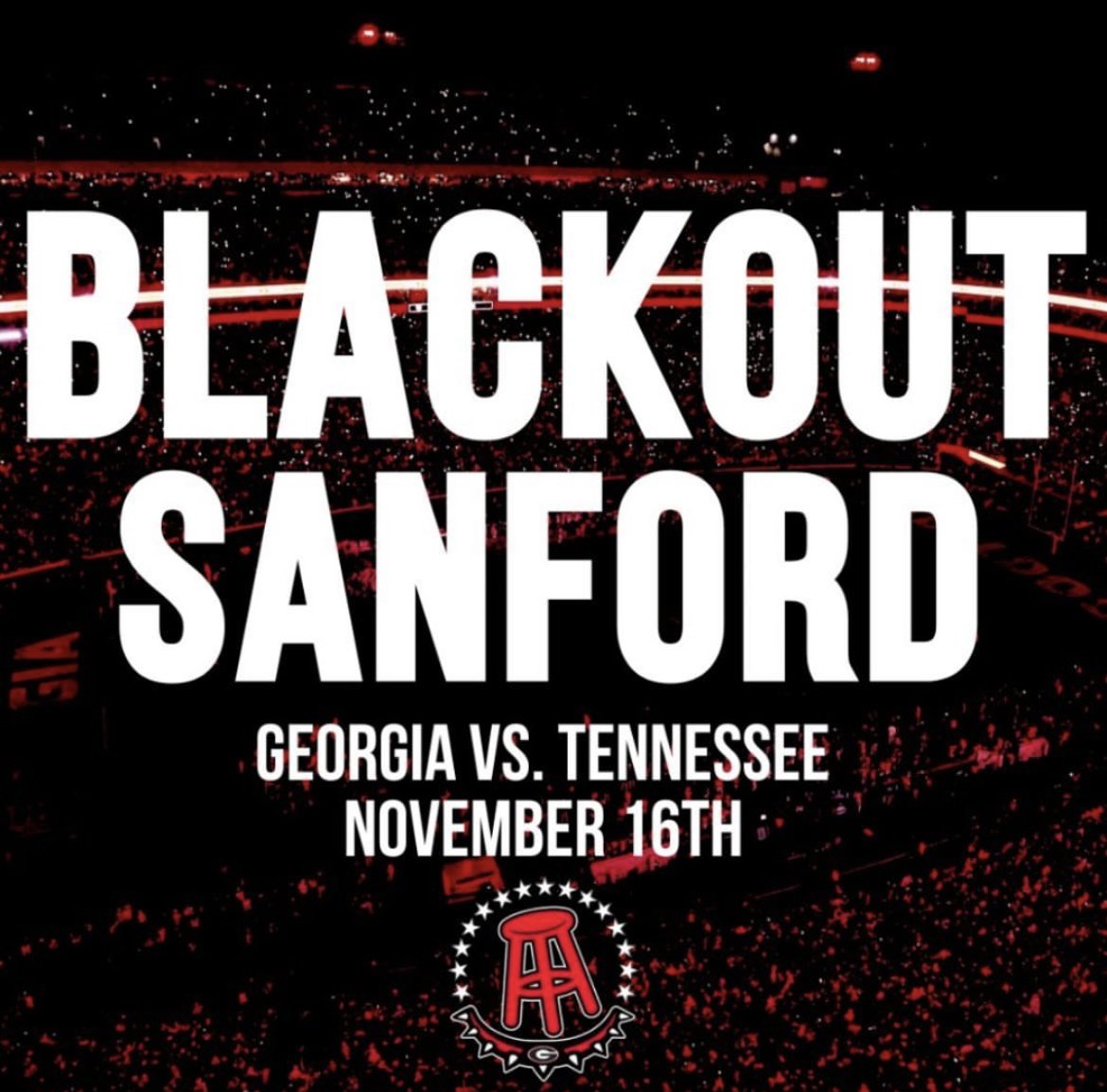 ugabarstool's tweet photo. 7:30 PM KICKOFF

BLACKOUT THEME ⚫️⚫️⚫️

(This is for fans, Georgia Football hasn’t made any announcement on jerseys) https://t.co/v4bdBzpQA7