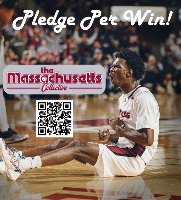 TheMassCo's tweet photo. 🚨 UMass Fans make sure to hop in on a season long #PledgePerWin Campaign where up to $1,000 per WIN will be matched!
👀 We are up to $255 at the moment, so $510 PER WIN this season so far (you can also pledge on a single game basis).
🏀 Pledge now 👉 https://t.co/PTka97jUKx #NIL