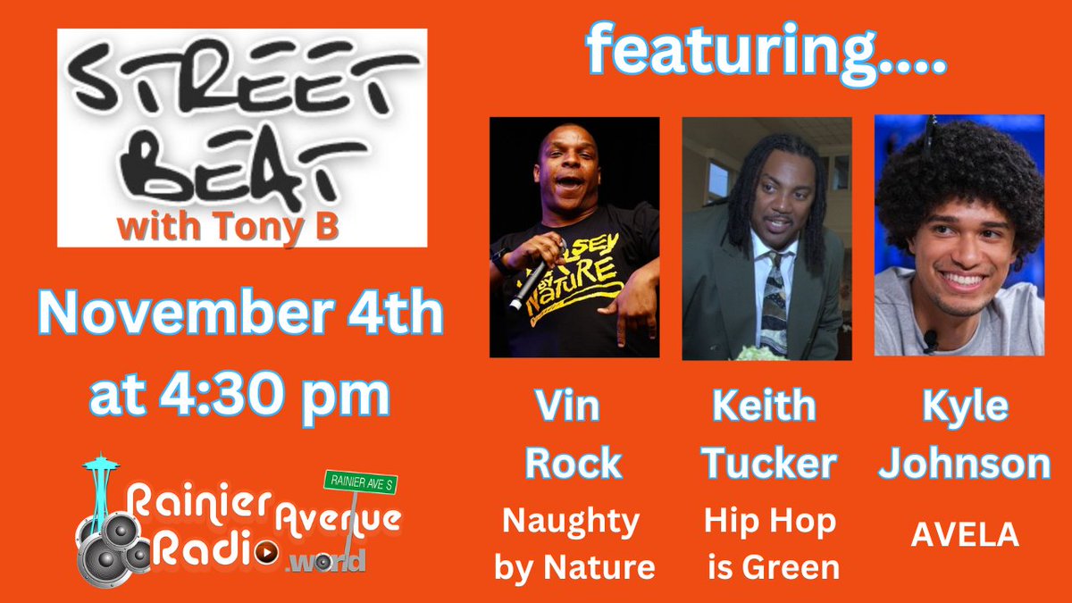 StreetBeat LIVE Today: Hip Hop Climate Conference StreetBeat hosted by Tony B Previews the Hip Hop Climate Conference w/ Vin Rock, Keith Tucker &amp; Kyle Johnson - 11/4 @ 4:30p Watch at 4:30p PST: RainierAvenueRadio.World Watch it at youtube.com/live/yro4N6YLN…