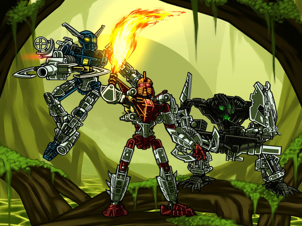 rusty_box's tweet photo. The Toa Nuva on their quest to secure the Keystone to enter the Codrex.

While their 2008 designs do have their have flaws, overall I adore the direction of these designs.

#Bionicle #bioniclefanart #lego #toa #tahu #gali #onua #mistika #fanart #art #digitalart https://t.co/0LQCIpFNUO